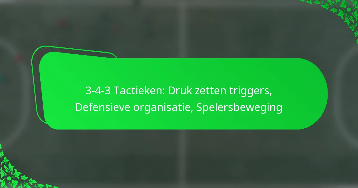 3-4-3 Tactieken: Druk zetten triggers, Defensieve organisatie, Spelersbeweging