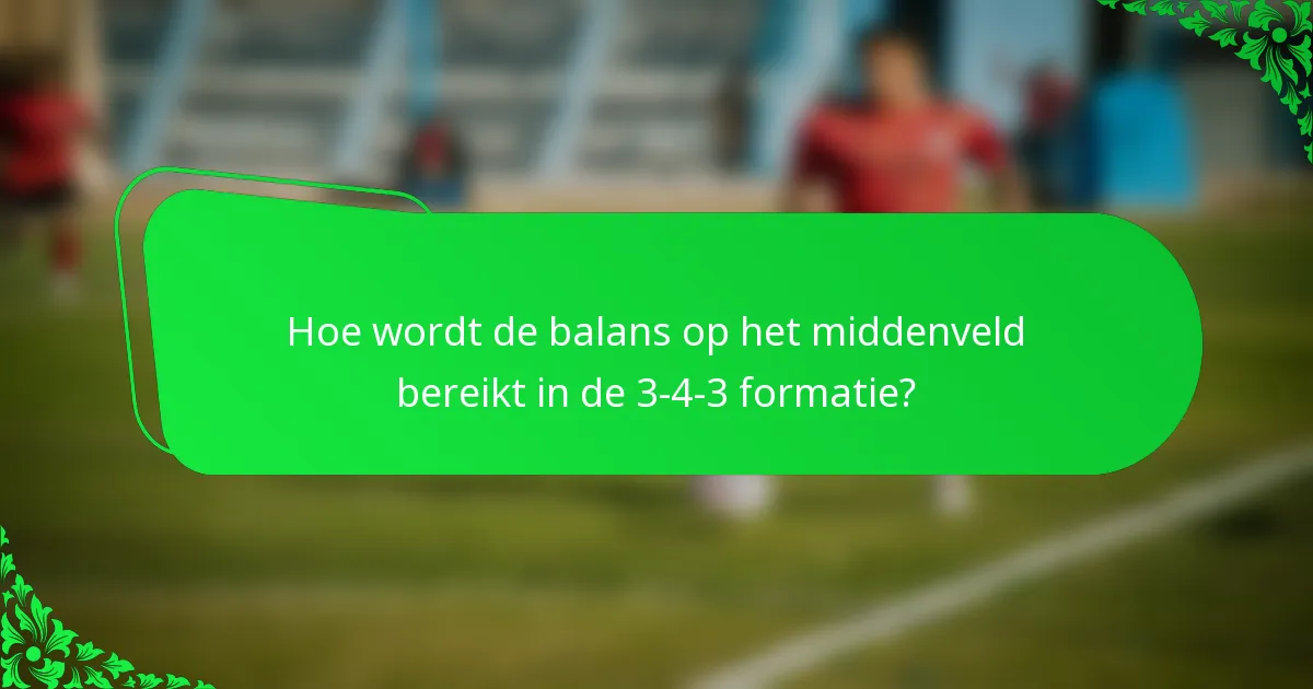 Hoe wordt de balans op het middenveld bereikt in de 3-4-3 formatie?